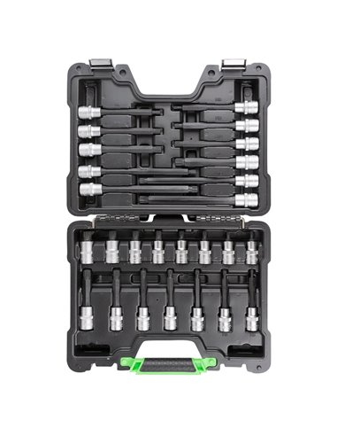 MALETÍN DE 26 PUNTAS DE 1/2" PARA TORNILLOS DE 12 CANTOS 