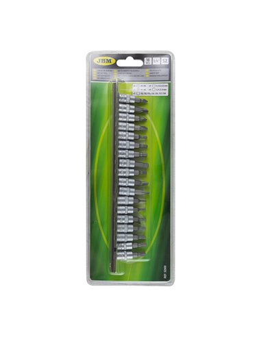 JUEGO DE 18 PUNTAS PHILIPS, PLANA, ALLEN Y TORX CON VASO DE 1/4"