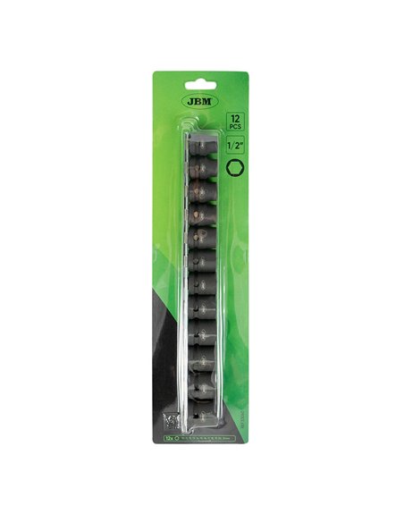 SET DE 12 VASOS DE IMPACTO HEXAGONALES DE PERFIL BAJO DE 1/2" 