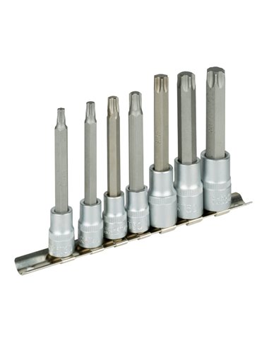JUEGO DE 7 PUNTAS TORX CON VASO DE 3/8 Y 1/2" 