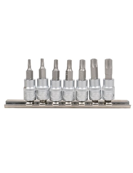 JUEGO DE 7 PUNTAS TORX INVIOLABLE CON VASO DE 1/4"