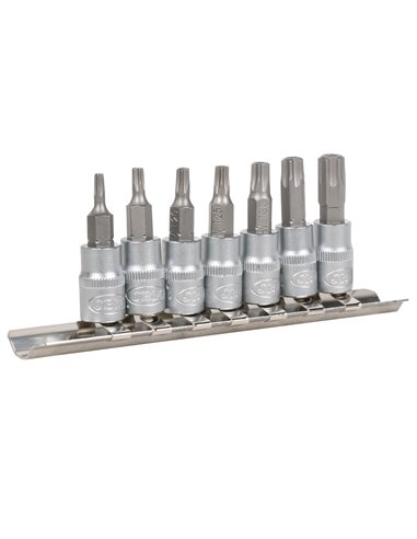 JUEGO DE 7 PUNTAS TORX INVIOLABLE CON VASO DE 1/4"