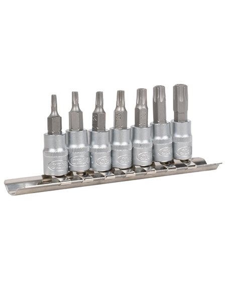 JUEGO DE 7 PUNTAS TORX INVIOLABLE CON VASO DE 1/4"