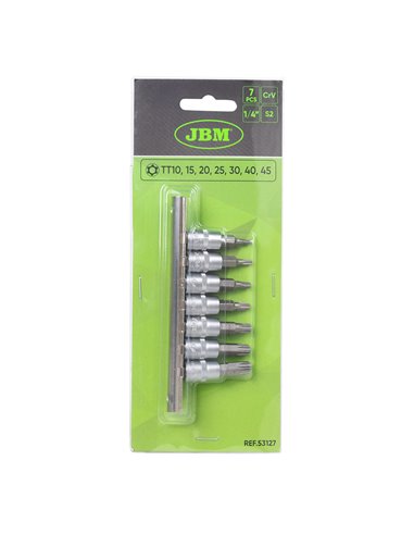 JUEGO DE 7 PUNTAS TORX INVIOLABLE CON VASO DE 1/4"