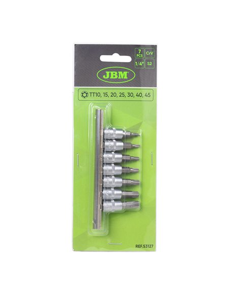 JUEGO DE 7 PUNTAS TORX INVIOLABLE CON VASO DE 1/4"