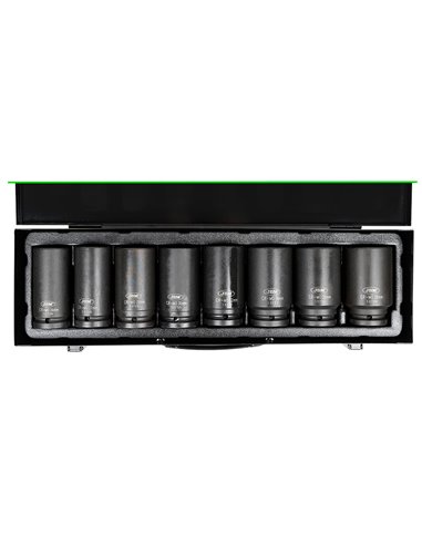 SET DE 8 VASOS DE IMPACTO LARGOS HEXAGONALES DE 3/4"