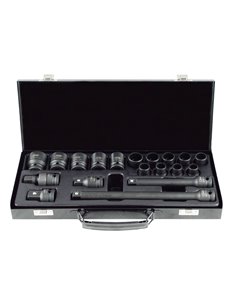 SET DE 19 PIEZAS DE IMPACTO DE 1/2" CON 14 VASOS DE 12 CANTOS + ADAPTADORES