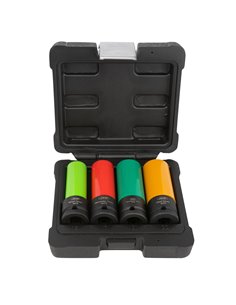 SET DE 4 VASOS DE IMPACTO DE 1/2" PARA LLANTAS DE ALEACIÓN