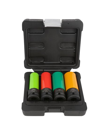 SET DE 4 VASOS DE IMPACTO DE 1/2" PARA LLANTAS DE ALEACIÓN