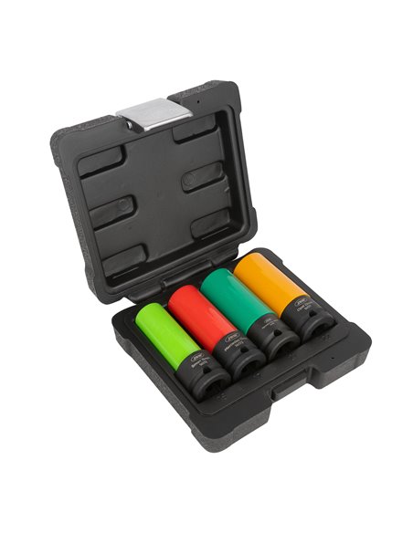 SET DE 4 VASOS DE IMPACTO DE 1/2" PARA LLANTAS DE ALEACIÓN