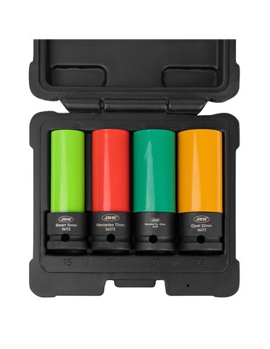 SET DE 4 VASOS DE IMPACTO DE 1/2" PARA LLANTAS DE ALEACIÓN