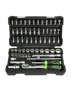ESTUCHE DE HERRAMIENTAS DE 59 PIEZAS CON VASOS DE 12 CANTOS DE 3/8" CINCADO