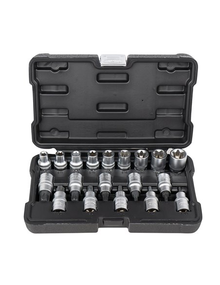 SET DE 19 VASOS Y PUNTAS TORX DE 1/2"