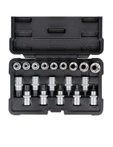 SET DE 19 VASOS Y PUNTAS TORX DE 1/2"