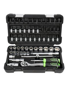 ESTUCHE DE HERRAMIENTAS DE 59 PIEZAS CON VASOS HEXAGONALES 3/8" CINCADO