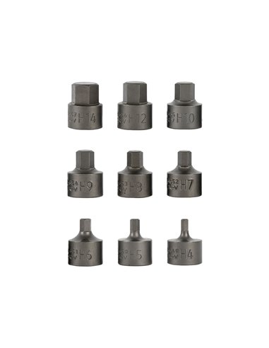 JUEGO DE 9 PUNTAS CORTAS ALLEN CON VASO DE 3/8" 