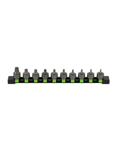 JUEGO DE 10 PUNTAS CORTAS TORX CON VASO DE 3/8" 