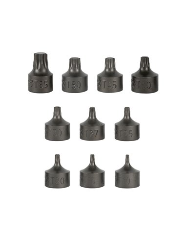JUEGO DE 10 PUNTAS CORTAS TORX CON VASO DE 3/8" 