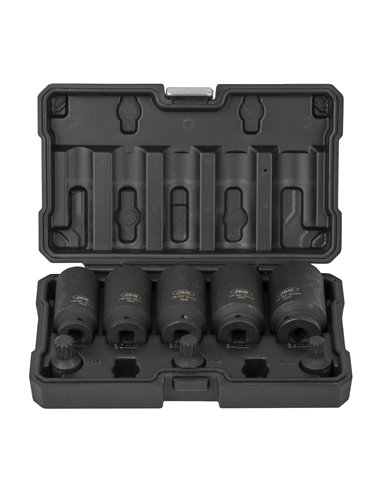 SET DE 5 VASOS HEXAGONALES Y 3 PUNTAS DE IMPACTO XZN DE 1/2"