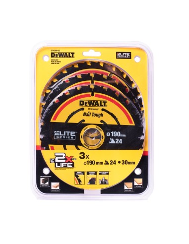DEWALT PACK DISCO SIERRA CIRCULAR 190x30mm 24D DT10399-QZ (3unds)