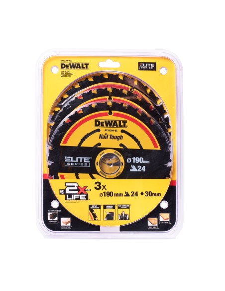 DEWALT PACK DISCO SIERRA CIRCULAR 190x30mm 24D DT10399-QZ (3unds)