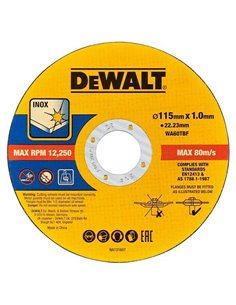 DEWALT DISCO CORTE INOX. �115x1x22,23mm. CUBO 100 PZ.