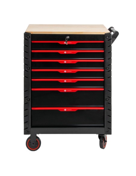 AIRPRESS Carro de Herramientas Profesional con 7 cajones y 215 herramientas con encimera de madera