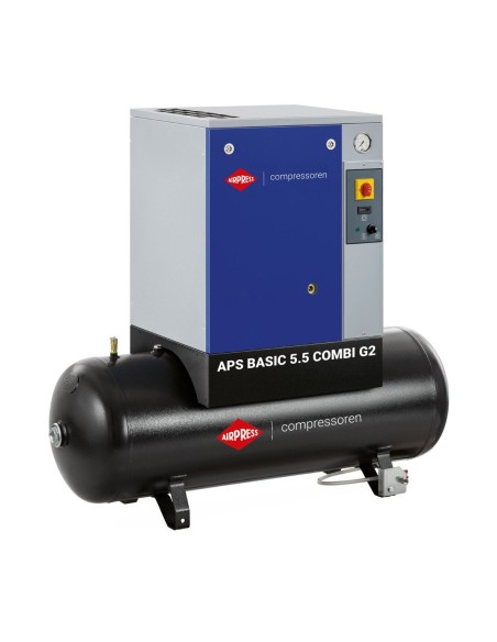 AIRPRESS Compresor de Tornillo APS 5.5 Combi G2 Basic 10 bar 5.5 CV / 4 kW 516 l/min. 200 Lts.