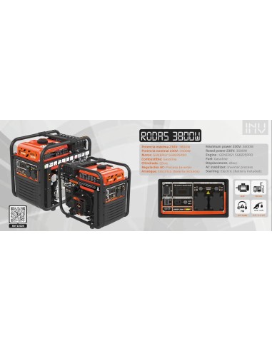 GENERGY GENERADOR INVERTER RODAS 3800W.