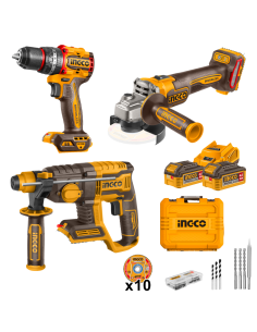 KIT INGCO 3 MAQUINAS BURSHLESS 20V Taladro + Radial +...