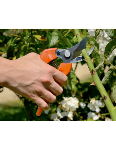 Podadera Bahco PG-12-F cortando arbustos en jardín