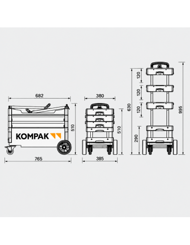KOMPAK CARRO COMPACTO Y EXTENSIBLE KP-KT01