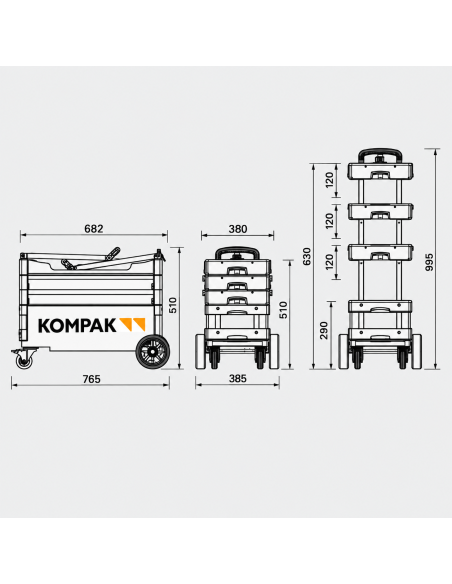 KOMPAK CARRO COMPACTO Y EXTENSIBLE KP-KT01