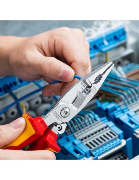 KNIPEX ALICATE PARA INSTALACION ELECTRICA BOCA PLANA 1000V. VDE 200M. 13 96 200