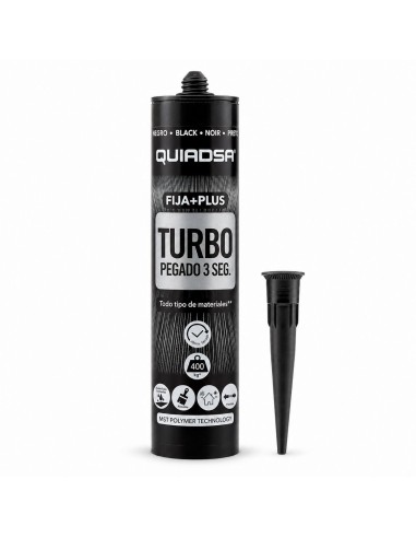 QUIADSA POLIMERO FIJA+PLUS TURBO 290ml. NEGRO