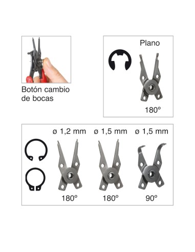 RATIO ALICATE P/ARANDELAS JUEGO 4 BOCAS