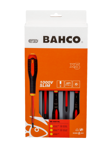 BAHCO JUEGO DESTORNILLADORES ERGO AISLO 1000V. 5pzas