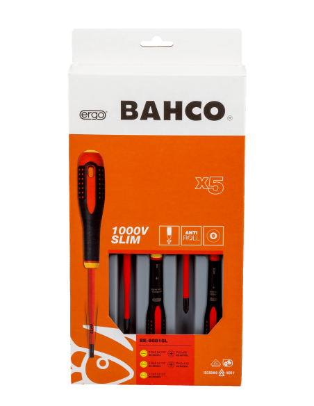 BAHCO JUEGO DESTORNILLADORES ERGO AISLO 1000V. 5pzas