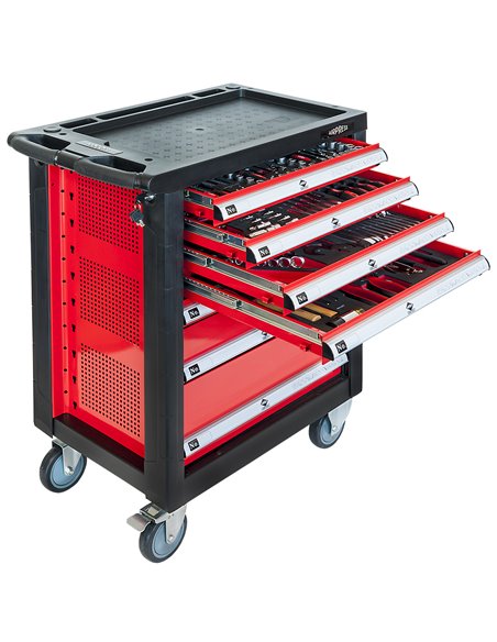 AIRPRESS Carro de 217 herramientas y 7 cajones con encimera de plástico