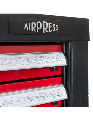 AIRPRESS Carro de 217 herramientas y 7 cajones con encimera de plástico