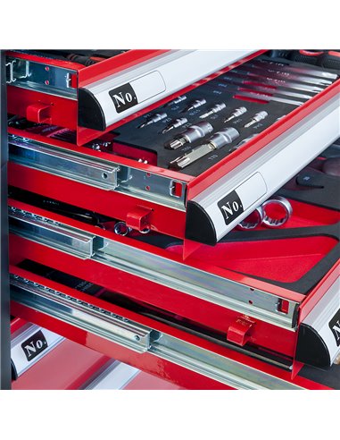 AIRPRESS Carro de 217 herramientas y 7 cajones con encimera de plástico