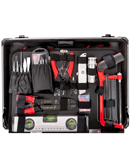 AIRPRESS Maletín de aluminio con kit de 127 herramientas de acero cromo-vanadio