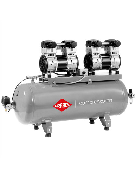 AIRPRESS Compresor de aire silencioso sin aceite LMO 384-100 8 bar 3.2 CV/2.4 kW 240 l/min 100 l