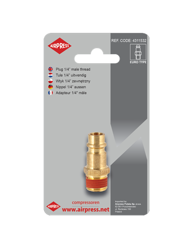 AIRPRESS Enchufe de pezón 1/4" Euro macho