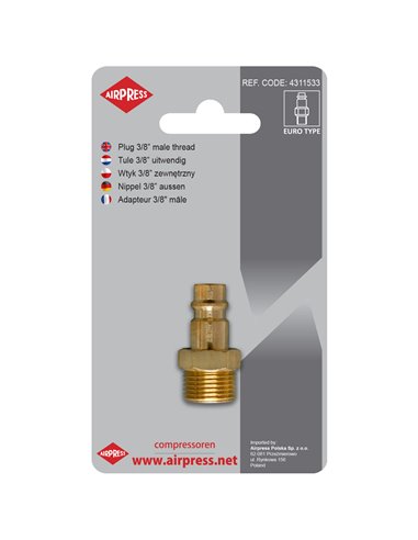 AIRPRESS Enchufe de pezón 3/8" Euro macho