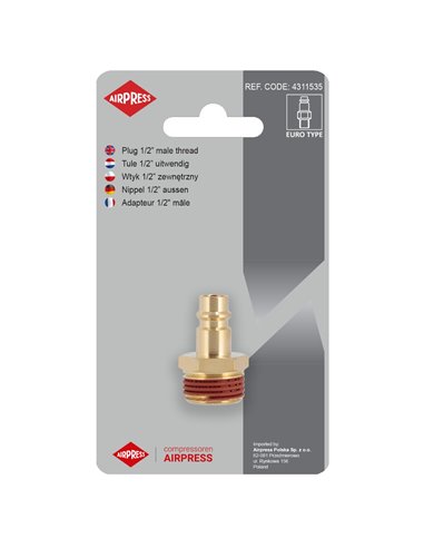 AIRPRESS Enchufe de pezón 1/2" Euro macho